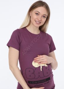 Half sleeve T-shirt for pregnant 100% cotton Digital printing or silk-screen ...