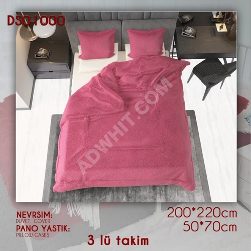 Çift kişilik yatak örtüsü, 3 parça, yorgan kürkü çift