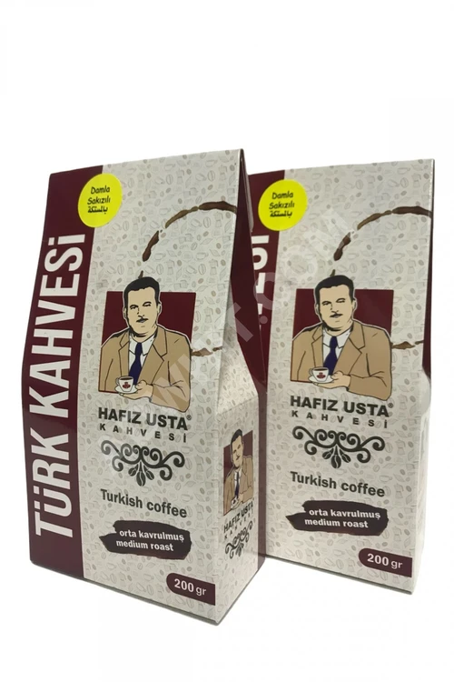 Hafız Mustafa Kahvesi- Türk Kahvesi ((Damla Sakız)) Açık Kavrulmuş ve Öğütülmüş 200 gr X 2 adet