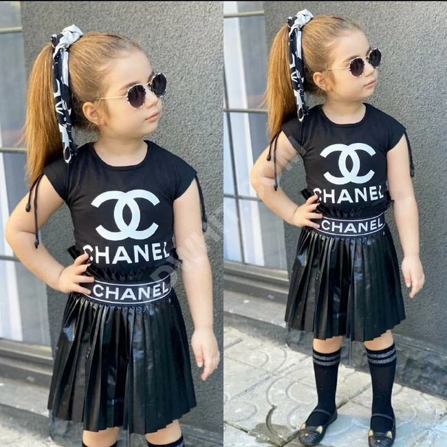 طقم تنور وتيشرت اطفال بناتي