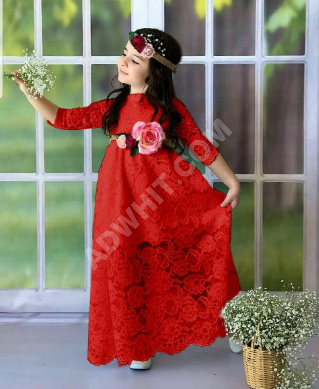 فستان بناتي دانتيل تقيل