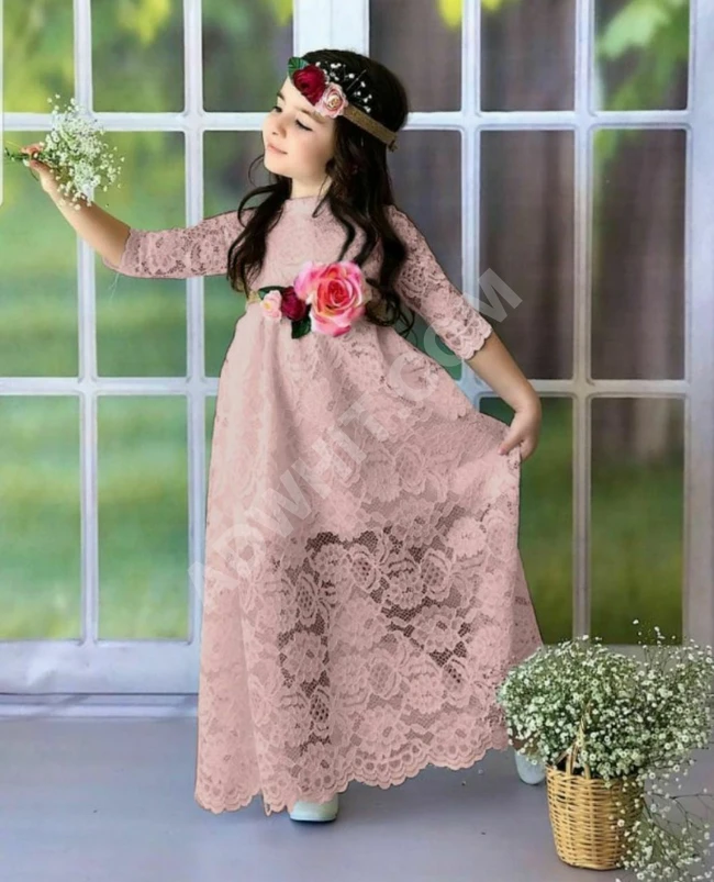 فستان بناتي دانتيل تقيل