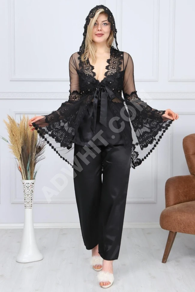 طقم ساتان ودانتيل تقيل