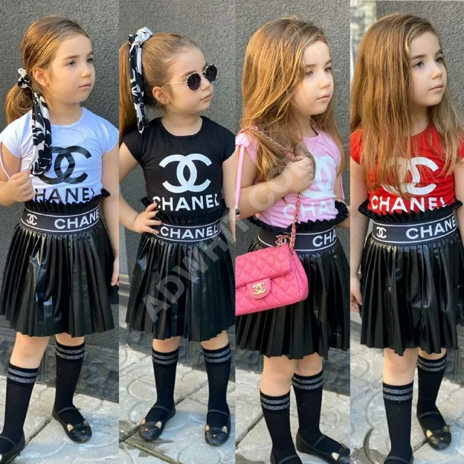 طقم تنور وتيشرت اطفال بناتي