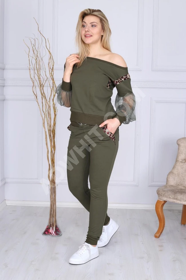 بيجاما قطن بأكمام شيفون