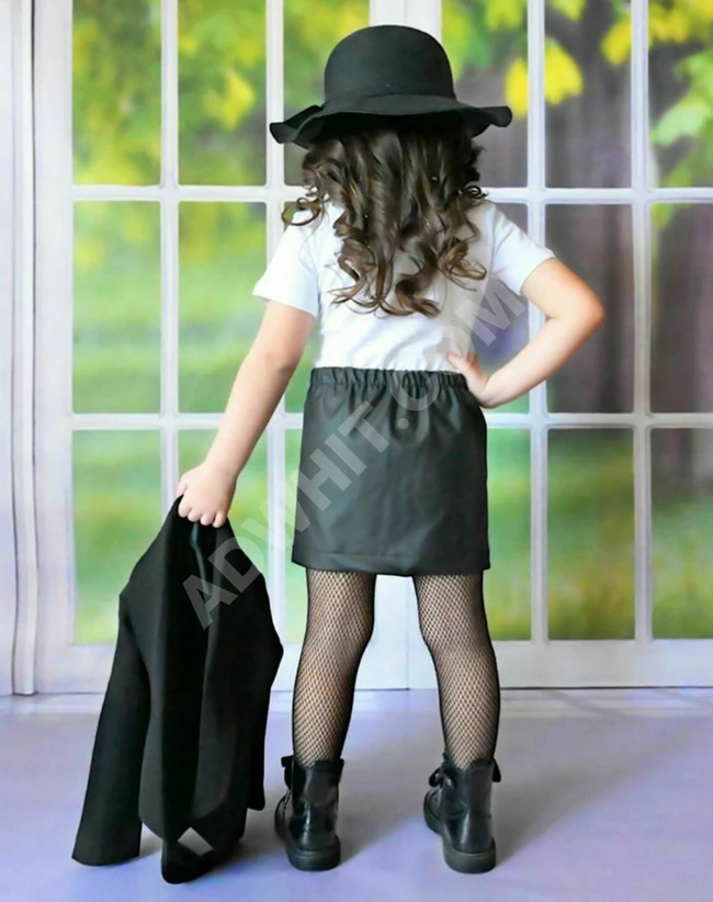 طقم بناتي(جاكيت.تيشرت.تنورة.كولون.قبعة)