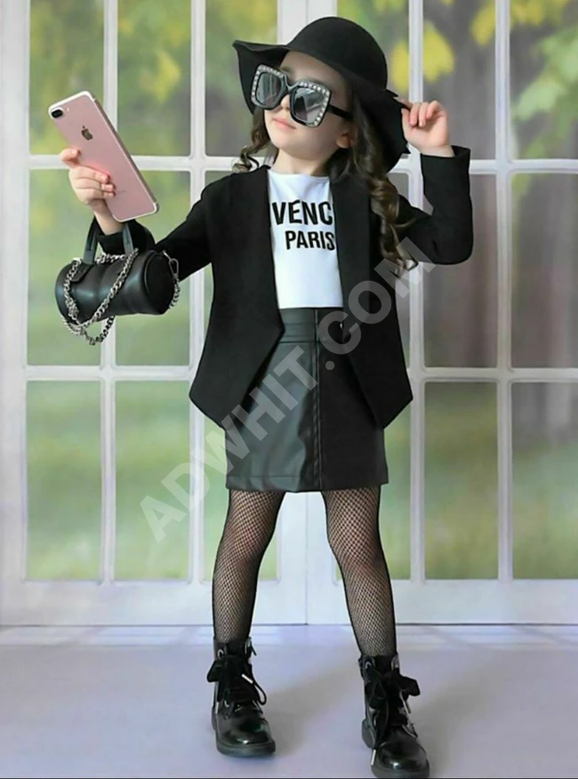 طقم بناتي(جاكيت.تيشرت.تنورة.كولون.قبعة)