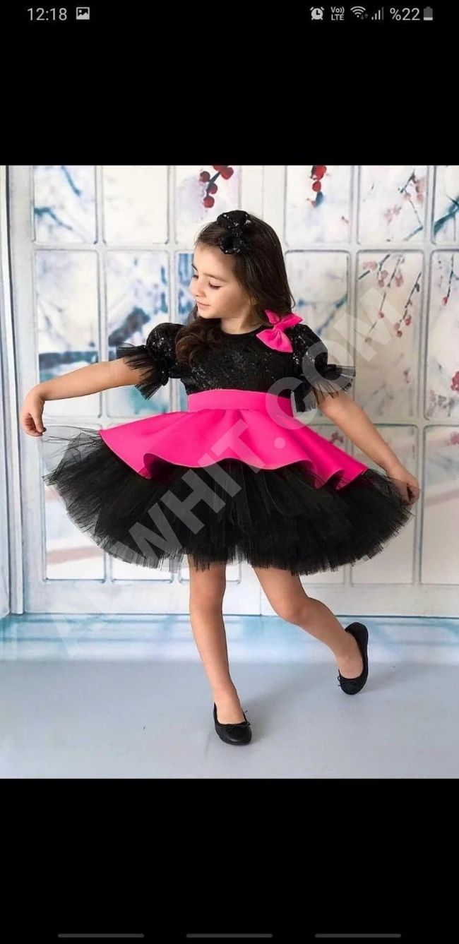 فستان بناتي جميل بلونين مختلفين