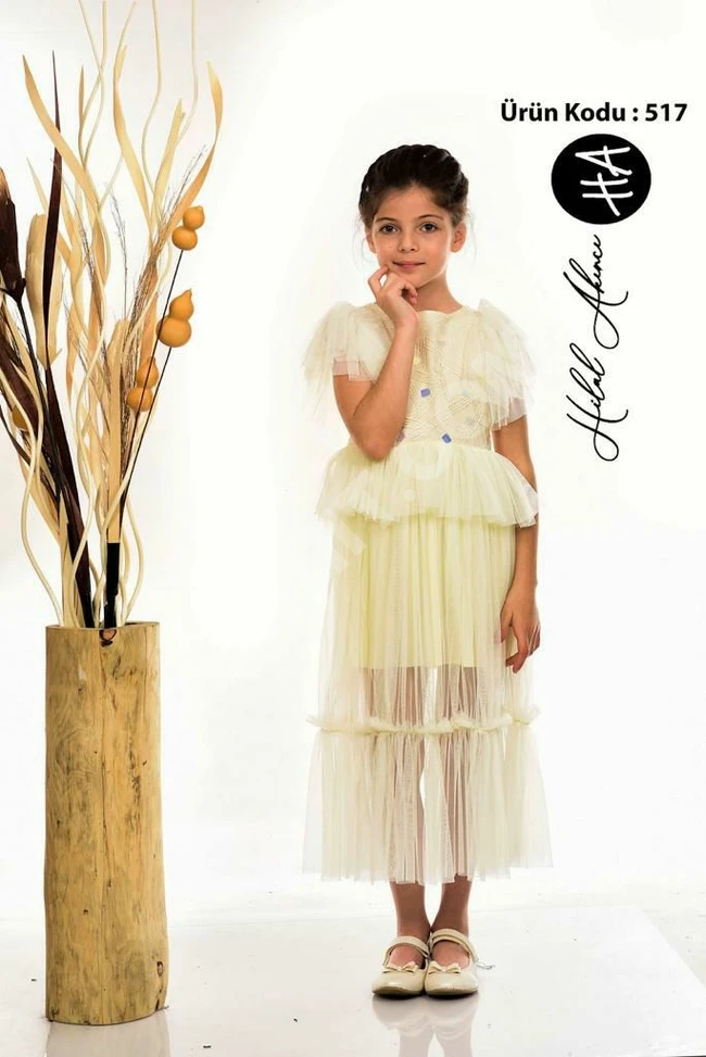 فستان بناتي طويل شيفون