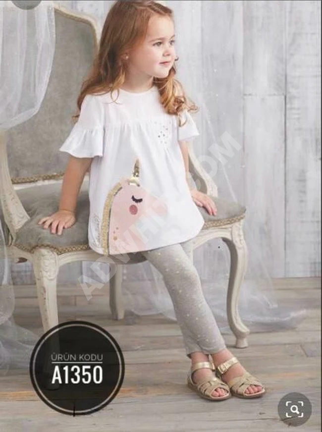 طقم بناتي قطن مريح