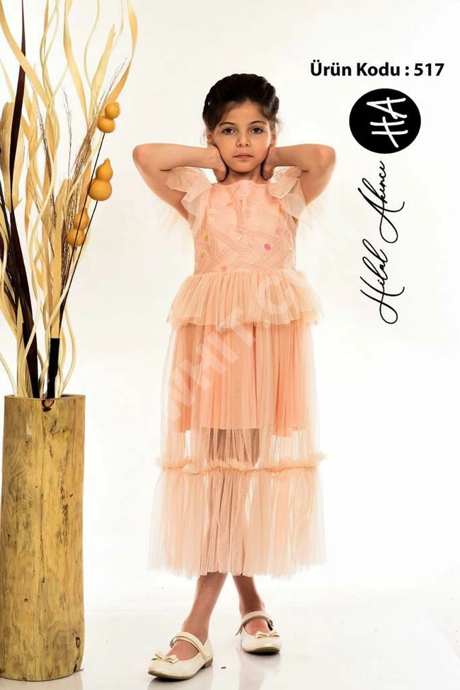 فستان بناتي طويل شيفون