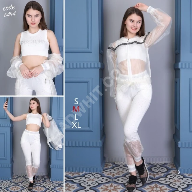 بيجامة ثلاث قطع شيفون رااائعة