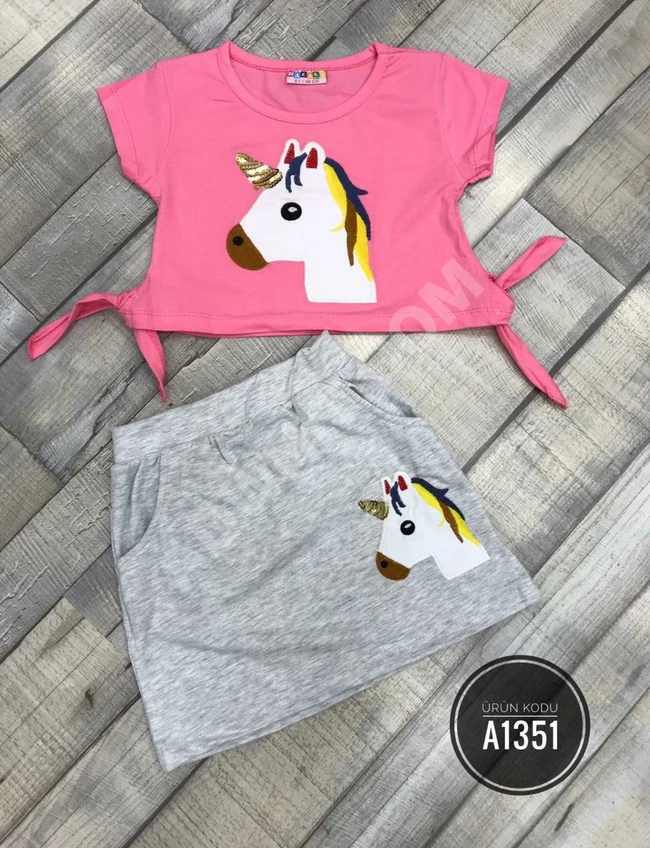 طقم بناتي قطعتين قطن مريح