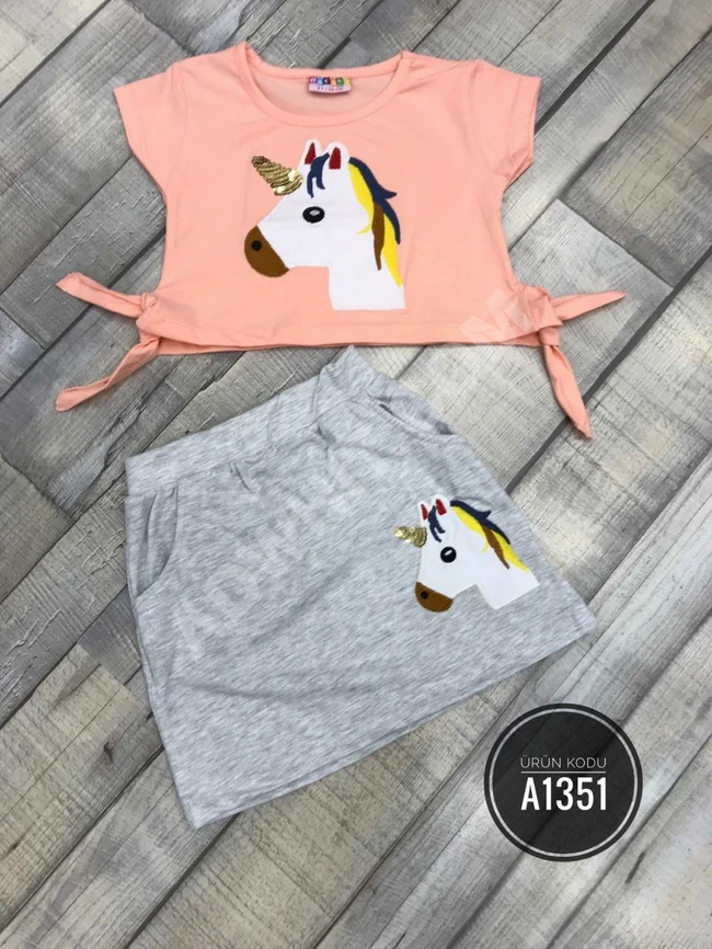 طقم بناتي قطعتين قطن مريح