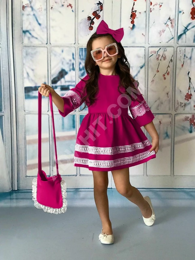 فستان بناتي رائع مع شنطة