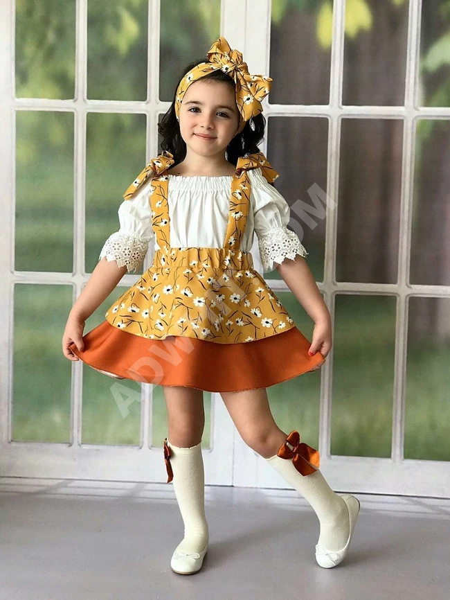 فستان بناتي ثلاث قطع