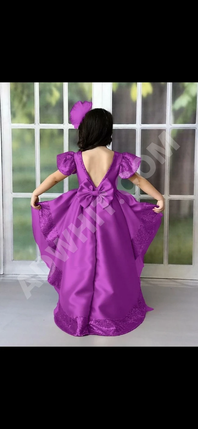 فستان بناتي مع اكسسوار للشعر