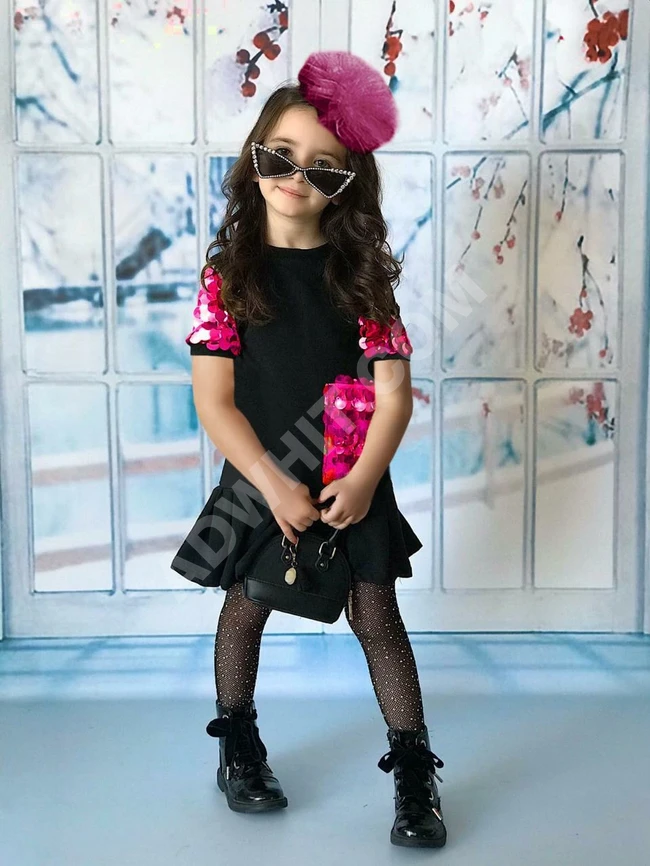 فستان بناتي مع اكسسوارللشعر