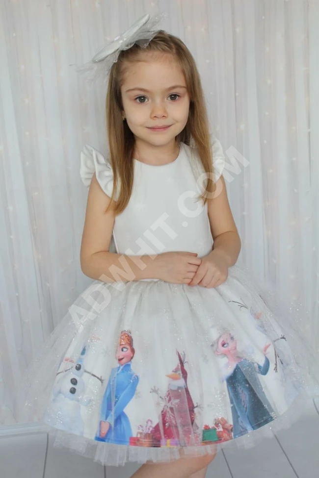 فستان بناتي مع اكسسوار للشعر