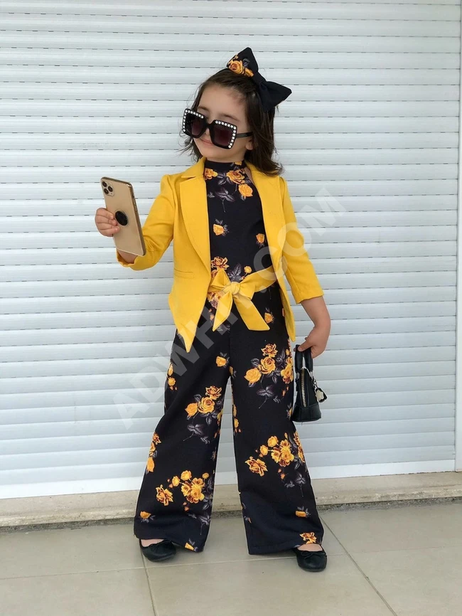 أفرول قطعتين مع اكسسوار للشعر