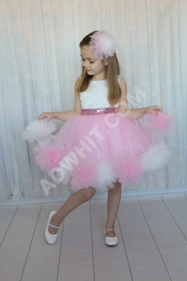 فستان بناتي مع اكسسوار شعر