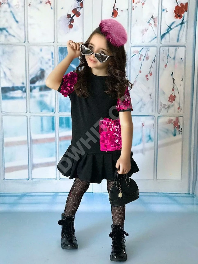 فستان بناتي مع اكسسوار للشعر 