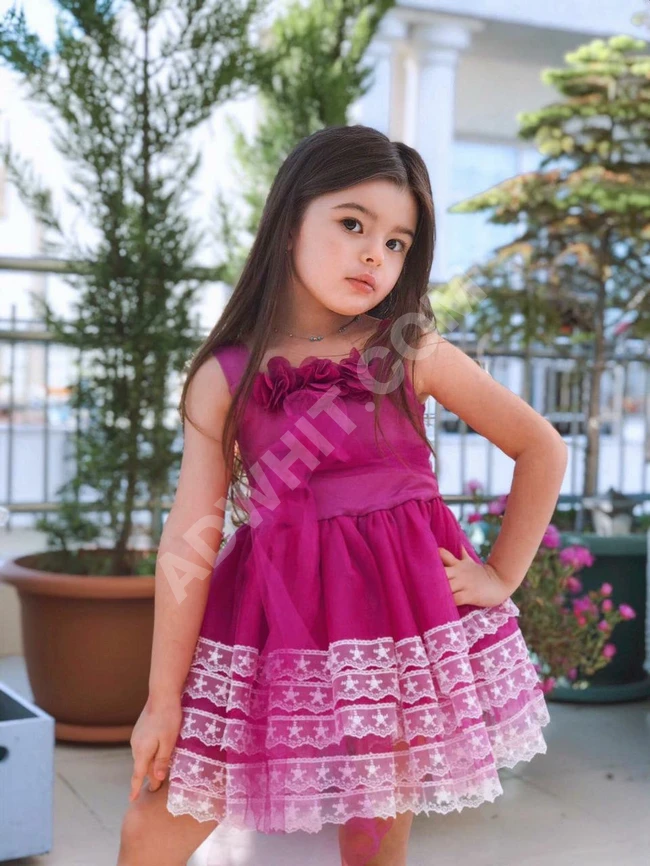 فستان بناتي مع اكسسوار للشعر