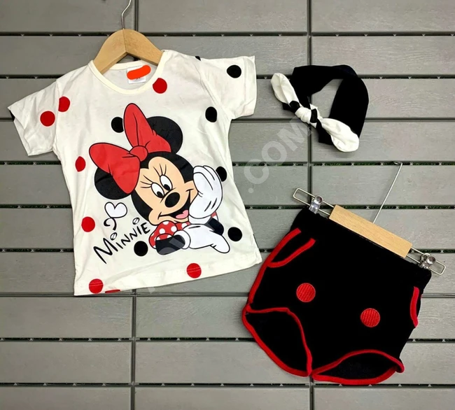 بيجاما بناتي شورت مع ربطة شعر