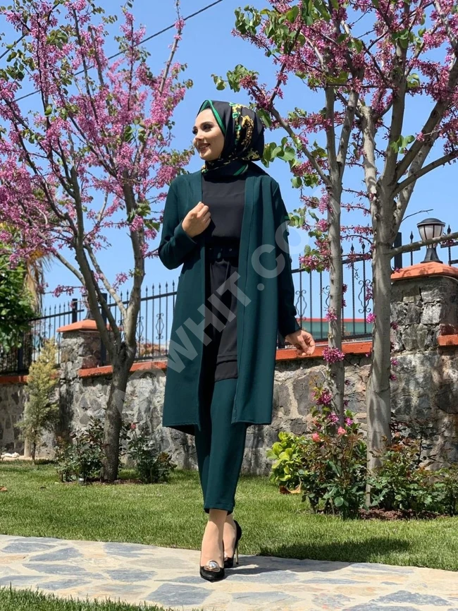 طقم ثلاث قطع مع حزام للمحجبات