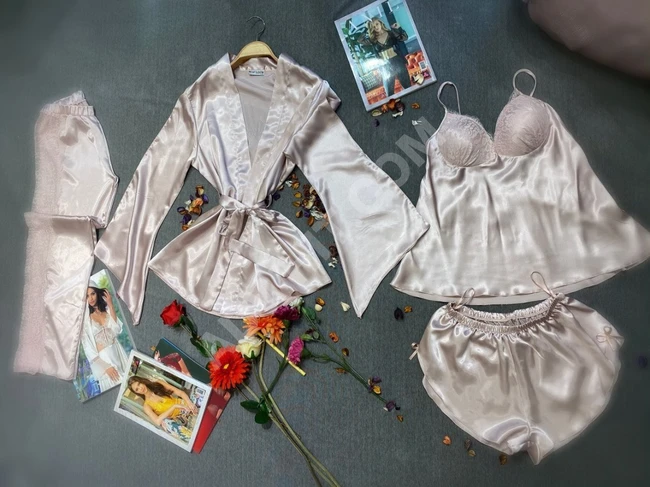 بيجاما نوم نسائية اربع قطع