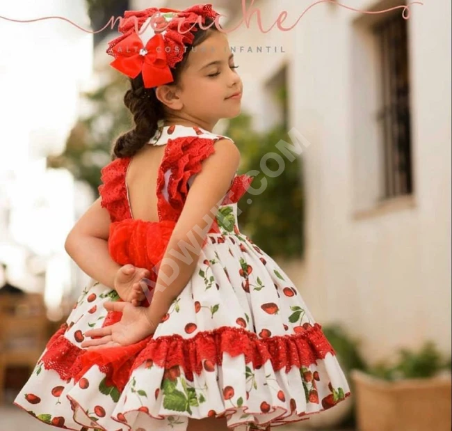 فستان بناتي مع ربطة شعر