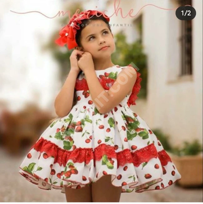 فستان بناتي مع ربطة شعر