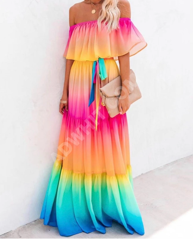 فستان كاجوال بألوان زاهية