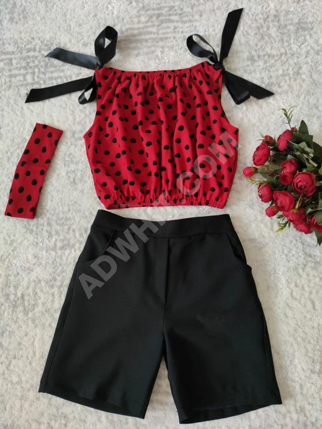 طقم قطعتين مع اكسسوار شعر