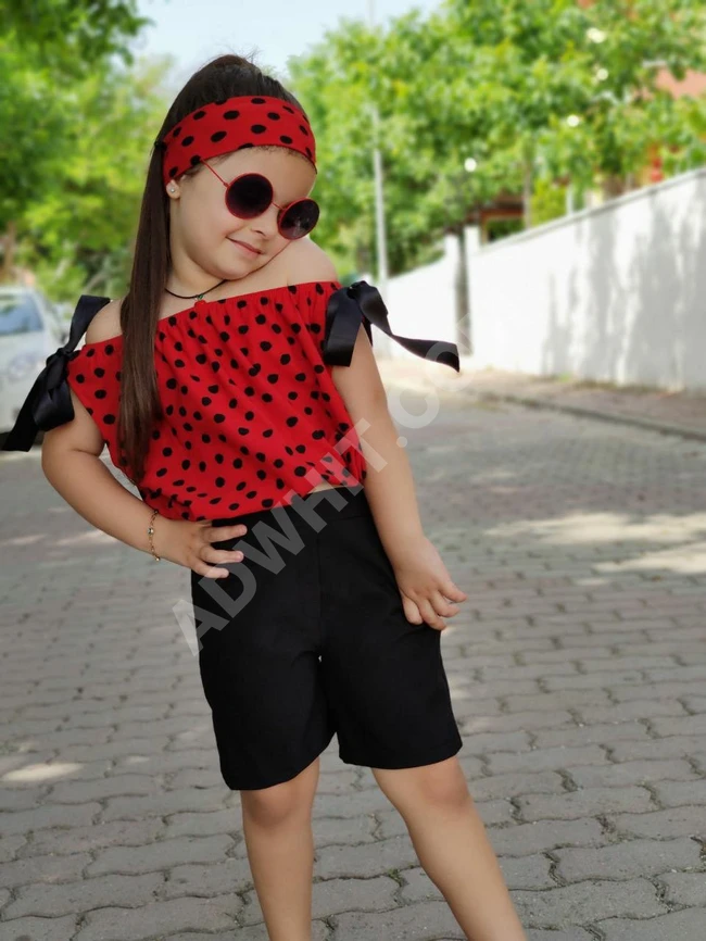 طقم قطعتين مع اكسسوار شعر