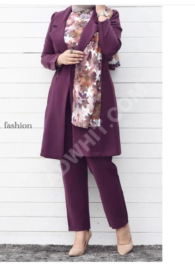 طقم جاكيت وبلوز وبنطلون وفولار