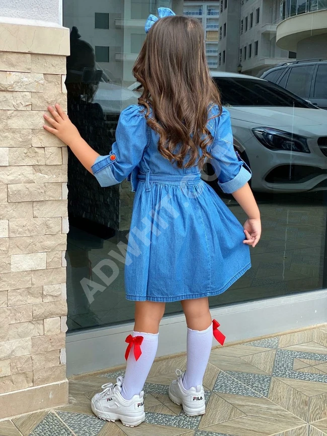 فستان بناتي مع شنطة وجراب واكسسوار للشغر