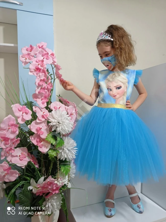 فستان بناتي مع كمامة 