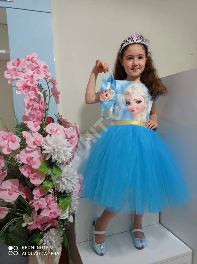 فستان بناتي مع كمامة 