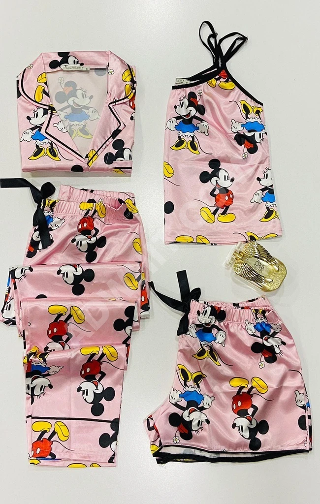 بيجاما ساتان اربع قطع