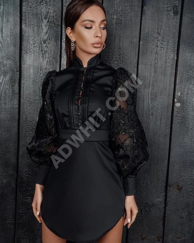 فستان قصير بأكمام مميزة