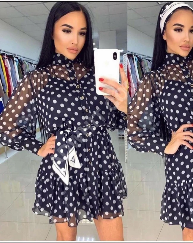 فستان قصير بأكمام