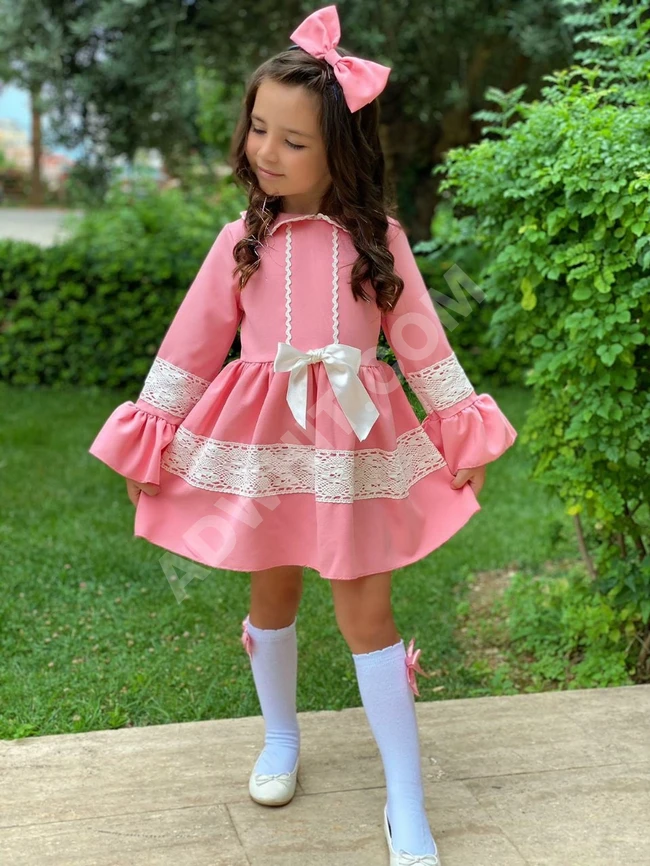 فستان بناتي مع جراب واكسسوار شعر