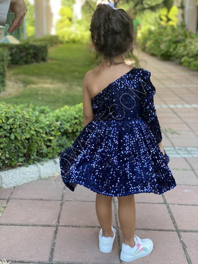 فستان بناتي كحلي بريق