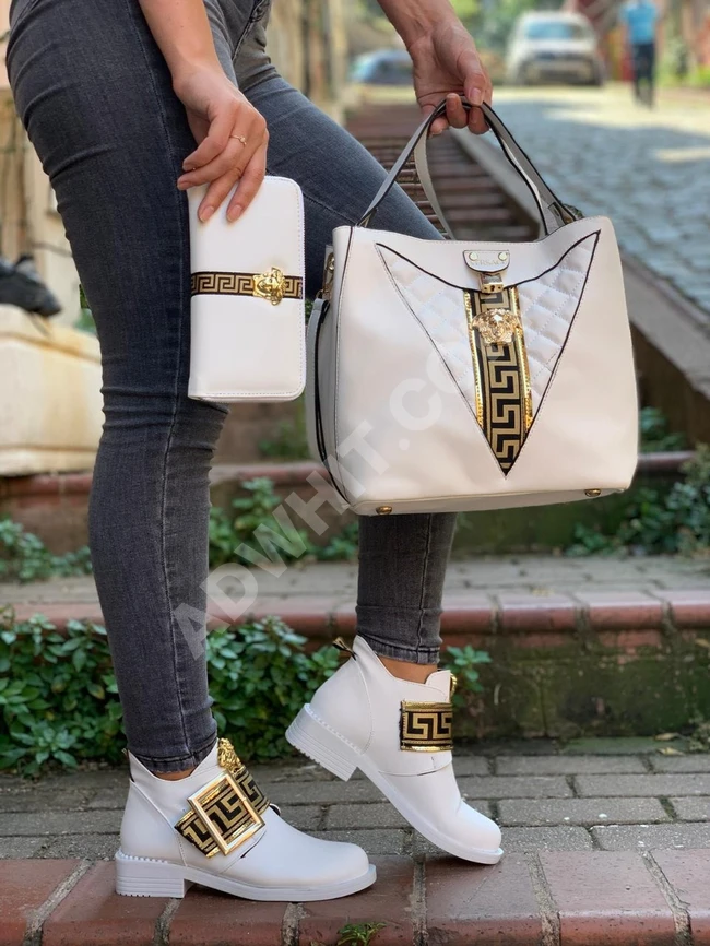 طقم حذاء مع حقيبة مع جزدان نسائي 