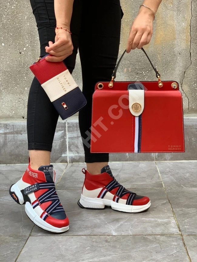 طقم حذاء مع حقيبة مع جزدان نسائي