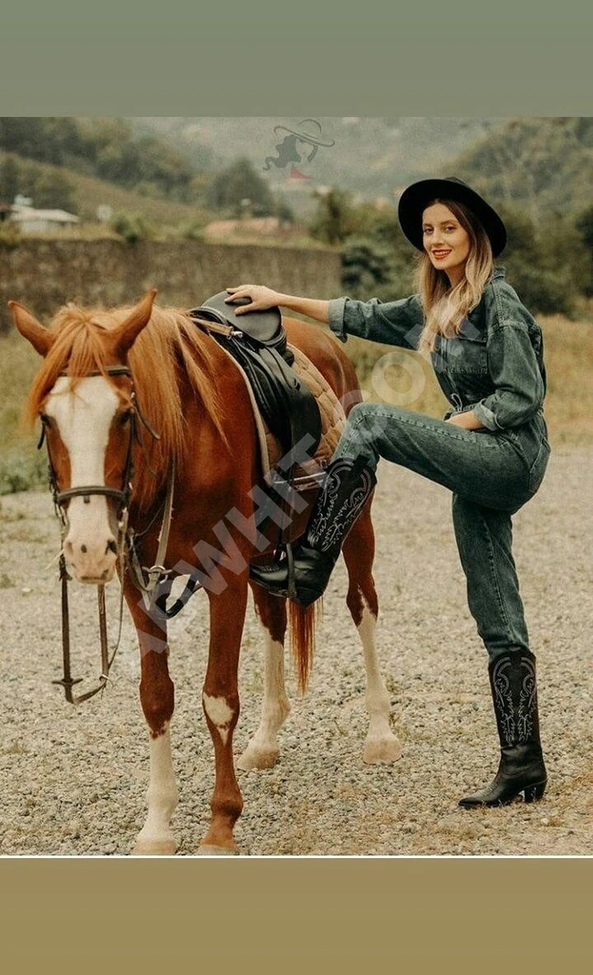 حذاء جلد نسائي ساق عالي 