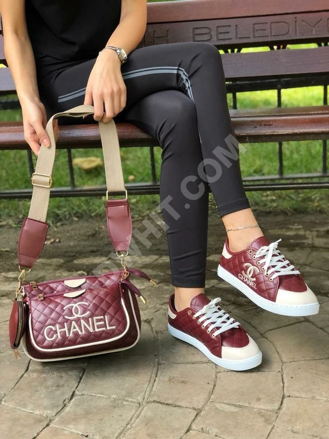 طقم حذاء سبور مع حقيبة نسائي 