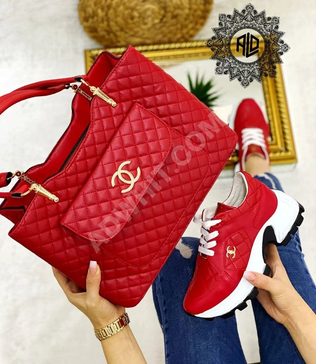 طقم حذاء سبور نسائي مع حقيبة