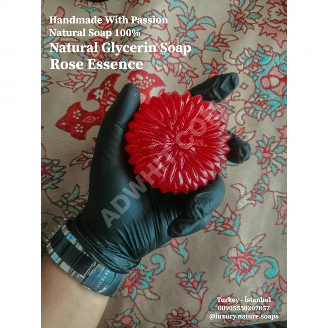 صابون الورد المرطب العالي المدعم بزيت جوز الهند الطبيعي صناعة يدوية تركيا اسطنبول 
